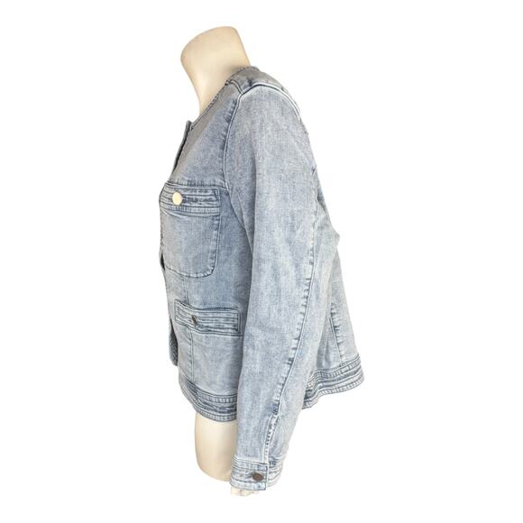 Studio Park X Amy Stran Denim Lady Jacket Light Wash Medium Fall Button Front - Picture 6 of 15